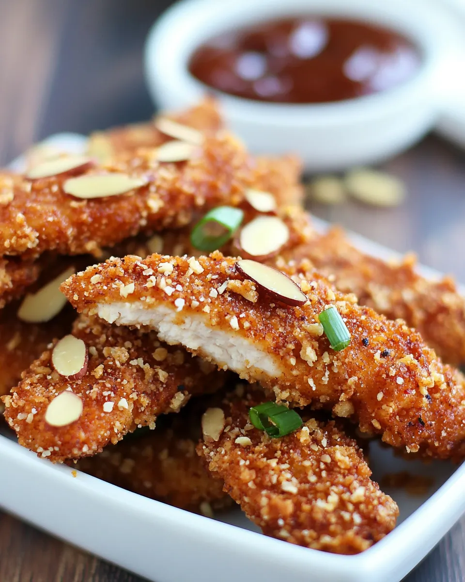 Homemade Sriracha Almond Crusted Chicken Strips photo