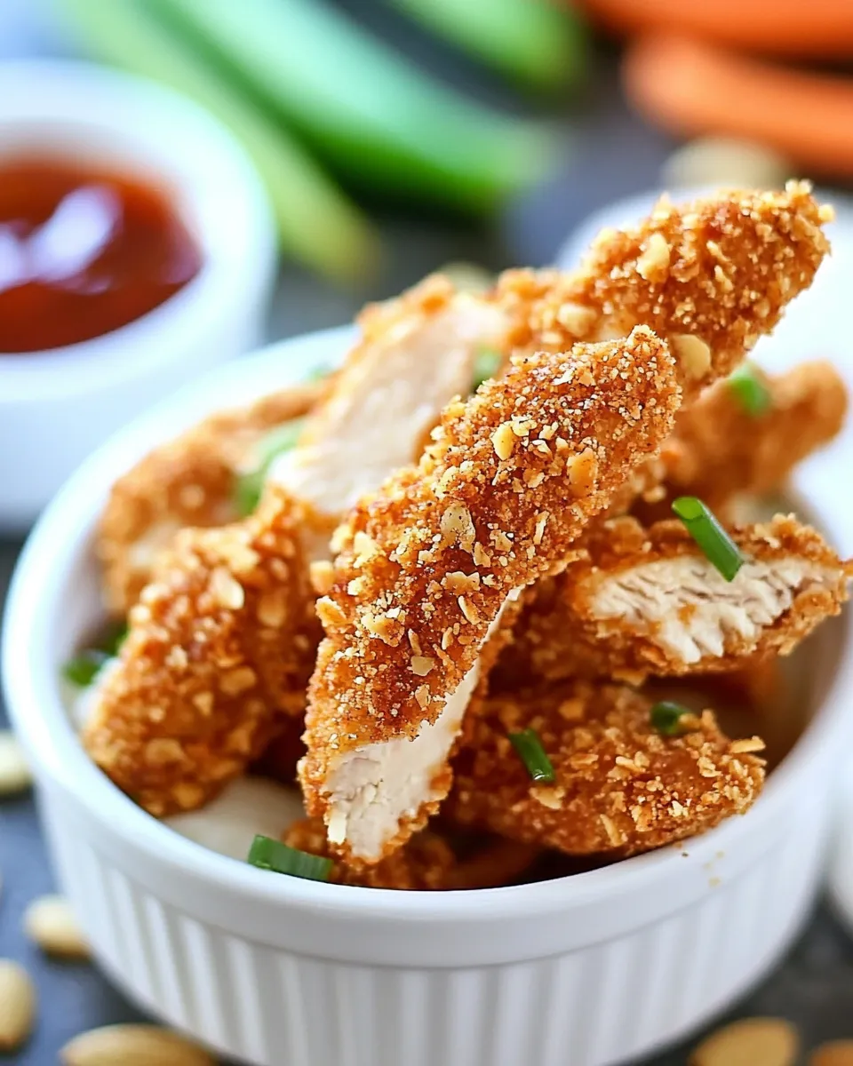 Easy Sriracha Almond Crusted Chicken Strips image