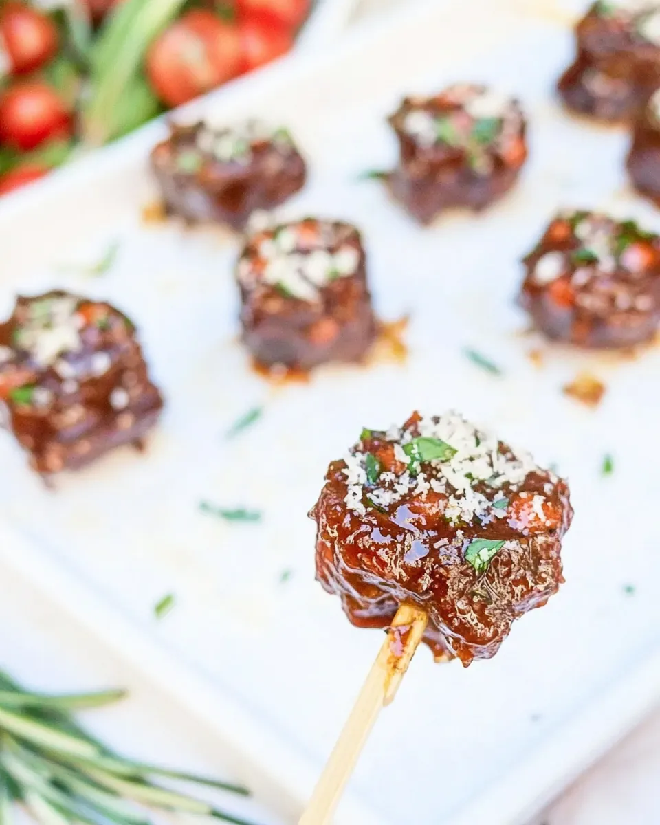Easy Steak Bites with Parmesan Cheese shot