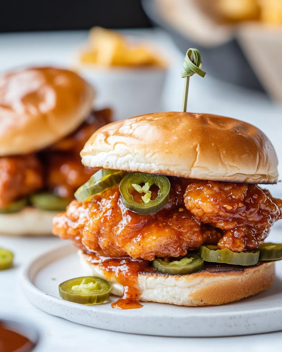 Delicious Sticky Sweet Chili Fried Chicken Sandwiches image