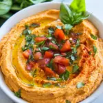 Homemade Sun Dried Tomato Basil Hummus photo