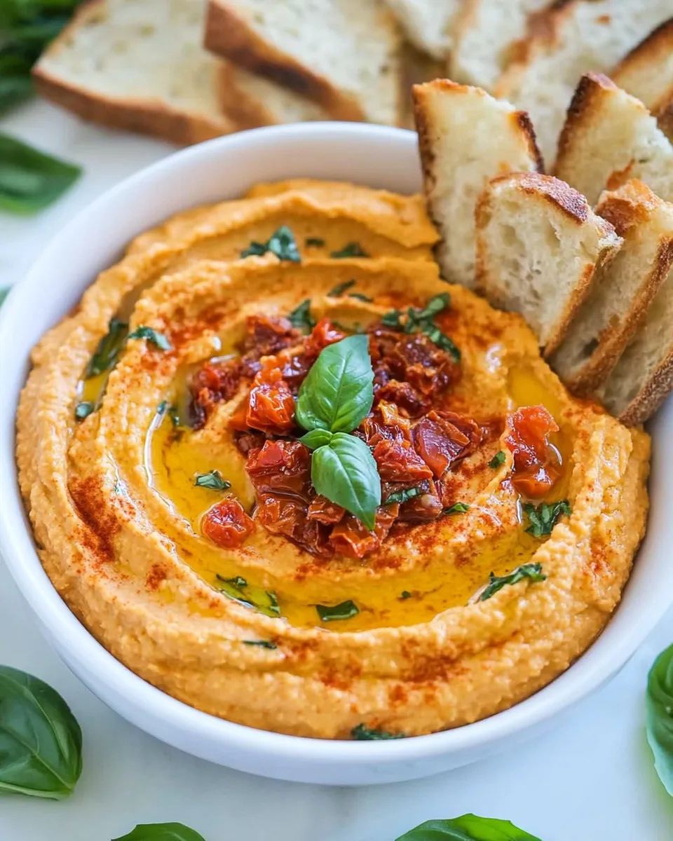 Delicious Sun Dried Tomato Basil Hummus image