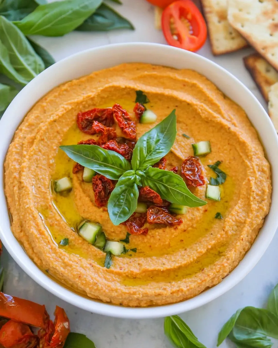 Easy Sun Dried Tomato Basil Hummus recipe photo