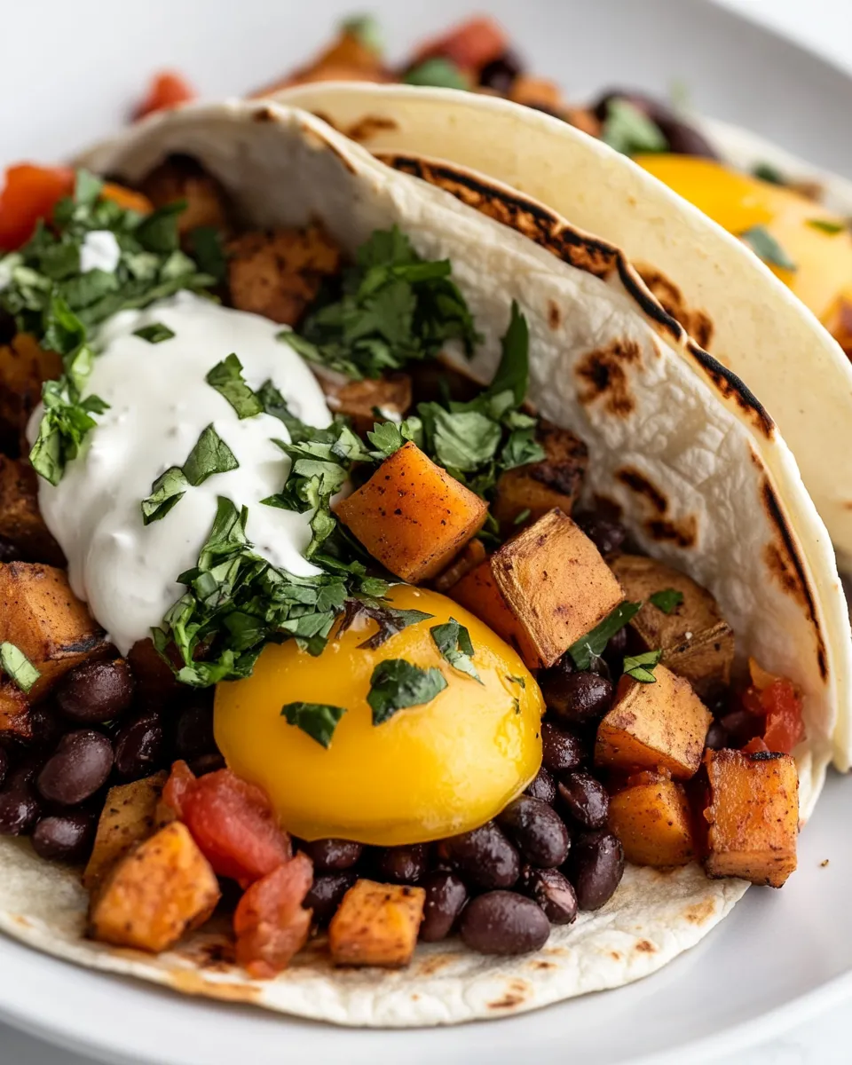 Homemade Sweet Potato Black Bean Breakfast Tacos recipe photo