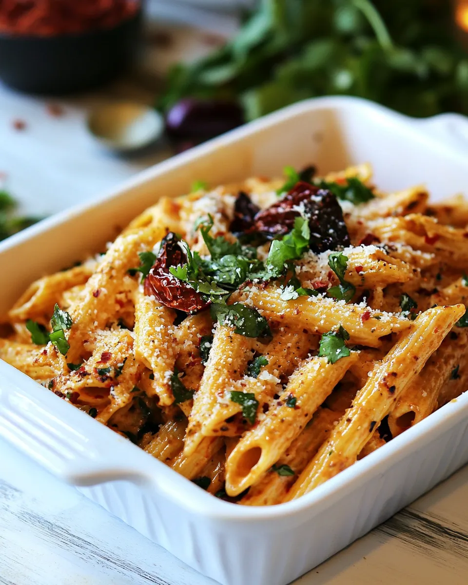 Delicious TexMex Roasted Red Pepper Pasta shot