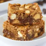 Homemade Thick and Chewy Triple Chocolate Peanut Butter Blondies photo