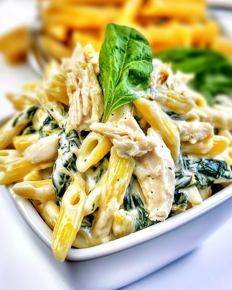 Homemade Three Cheese Chicken Spinach & Artichoke Alfredo Pasta recipe photo
