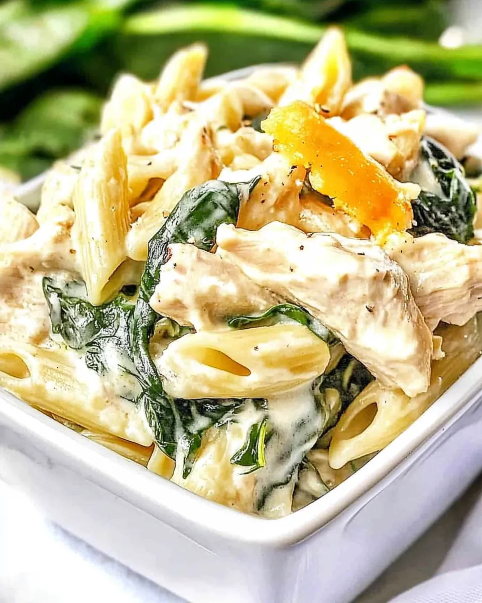 Best Three Cheese Chicken Spinach & Artichoke Alfredo Pasta shot