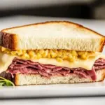 Homemade Ultimate Corned Beef Breakfast Sandwich Recipe with Swiss Cheese photo