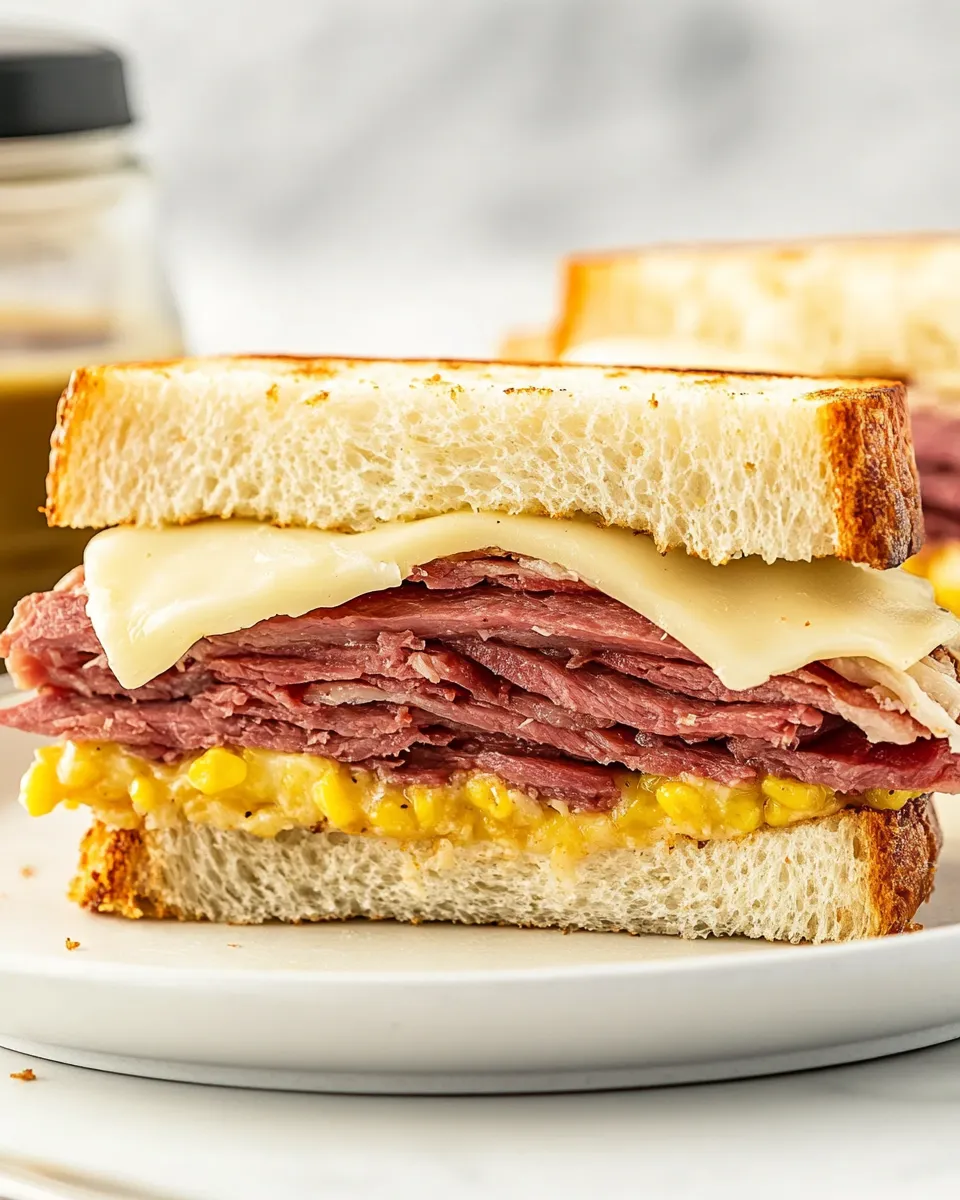 Delicious Ultimate Corned Beef Breakfast Sandwich Recipe with Swiss Cheese recipe photo
