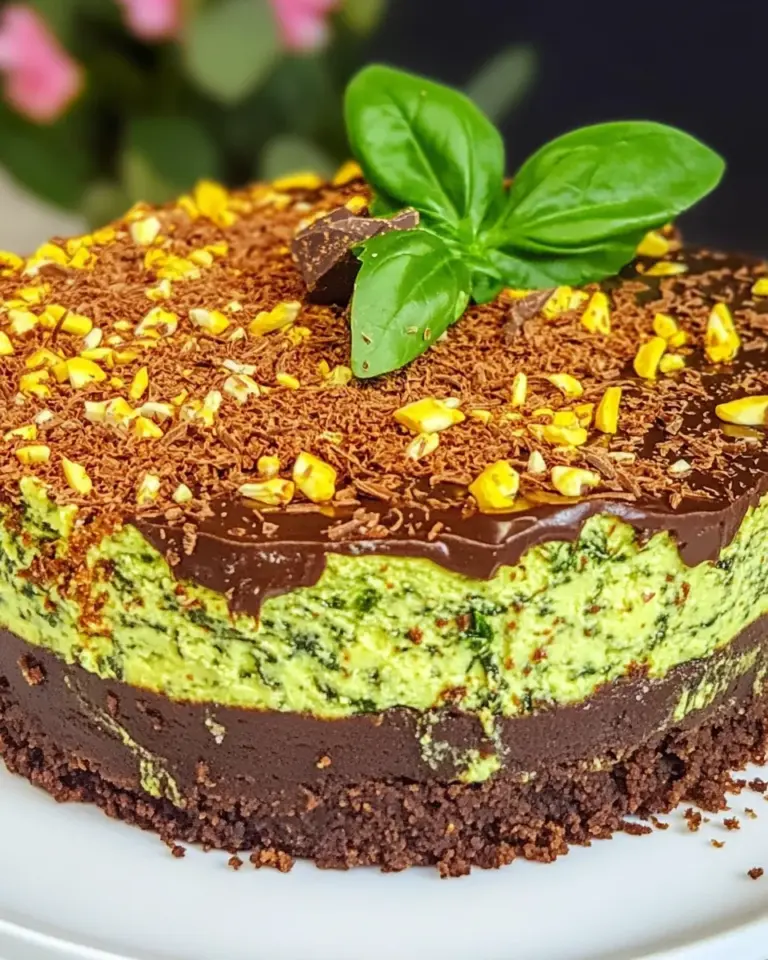 Homemade Vegan Spinach & Chocolate Cheesecake photo