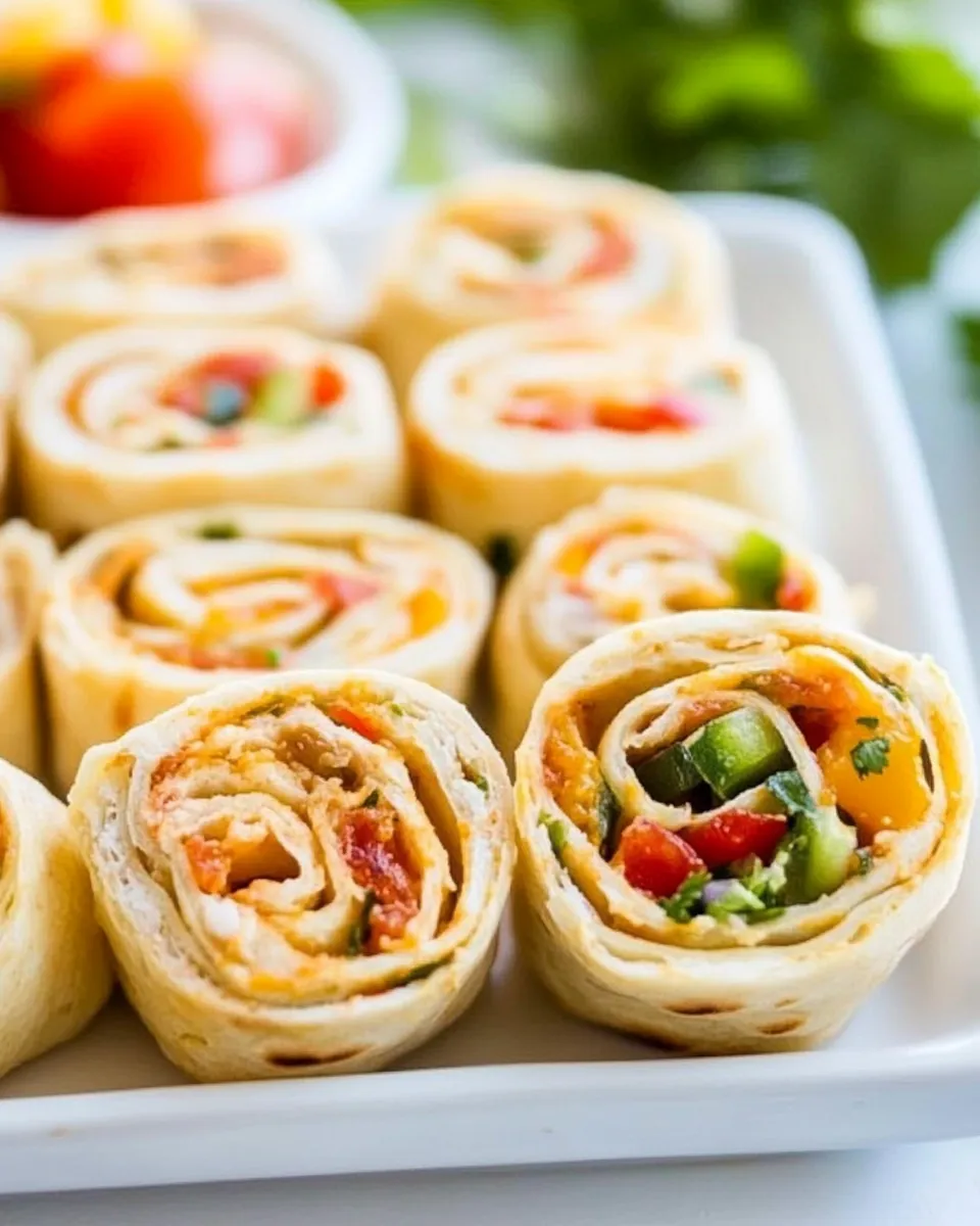 Delicious Vegetarian Mexican Pinwheels food shot