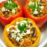 Homemade Vegetarian Stuffed Peppers (with Mushrooms and Feta) photo