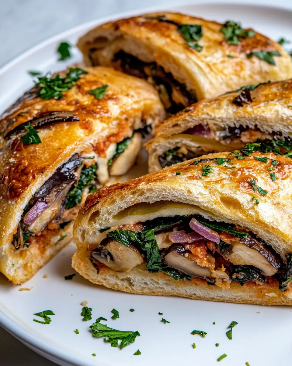 Classic Veggie Stromboli with Mushroom, Spinach and Mozzarella image