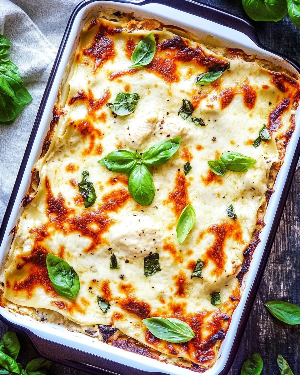 Healthy White Chicken Lasagna (Caprese Chicken Lasagna) food shot