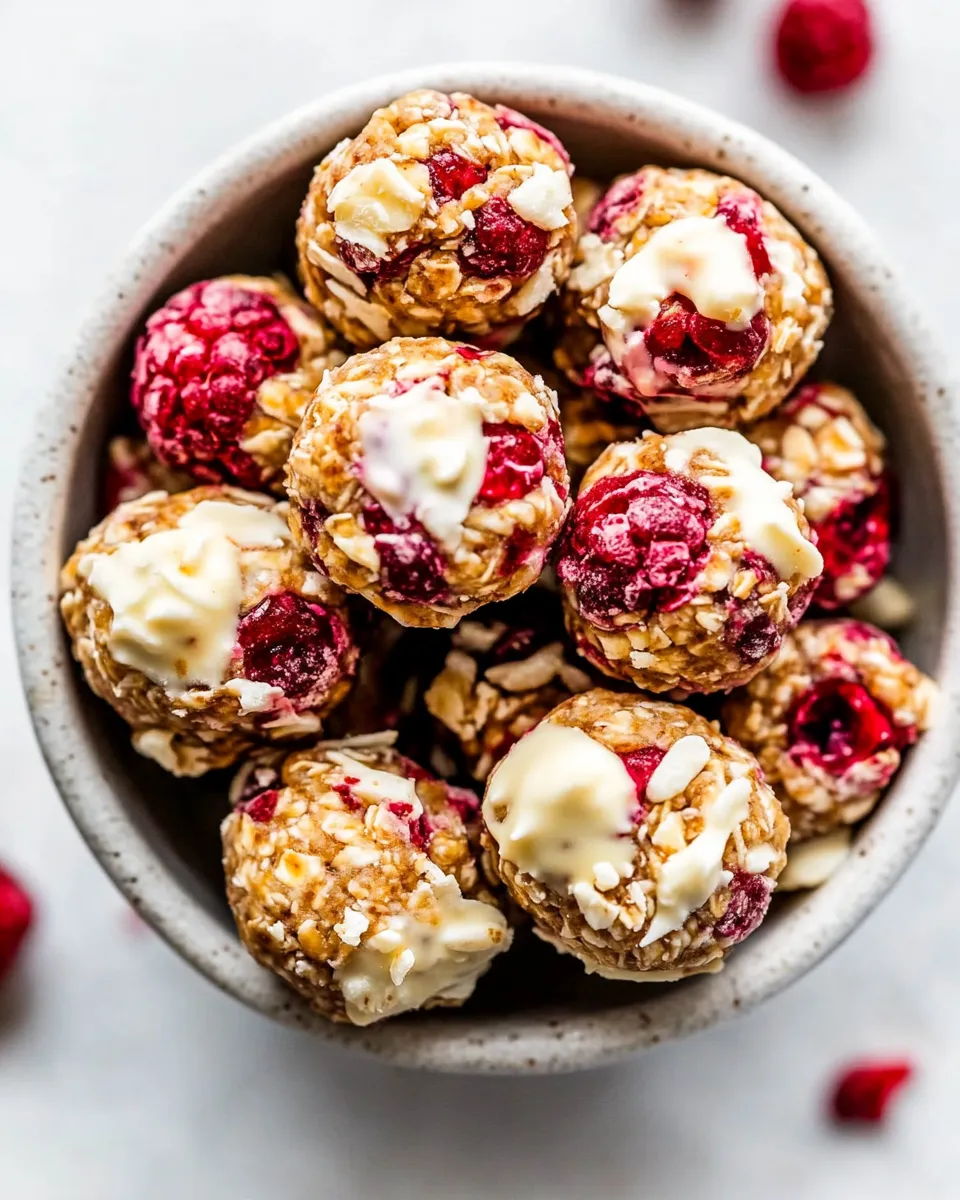 Easy White Chocolate Raspberry Energy Balls recipe photo