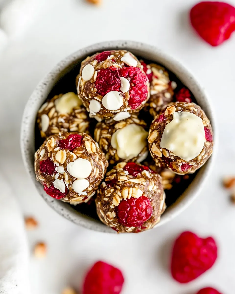 Delicious White Chocolate Raspberry Energy Balls shot