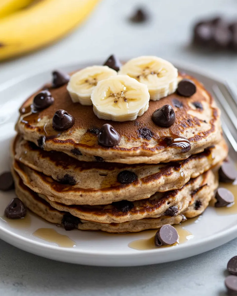 Delicious Whole Wheat Chocolate Chip Banana Bread Pancakes image